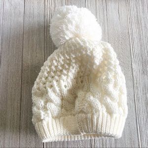 Cream/ White Pom beanie
